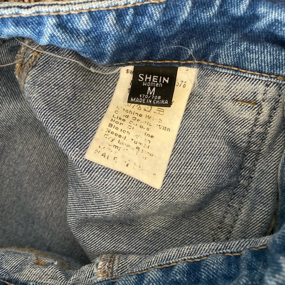 Shein Jeans Womens Size Medium Blue Straight Wide Leg Outdoors Cargo Utility - Picture 9 of 14